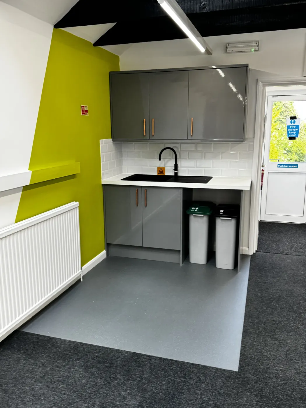 Office kitchenette and bins cleaned