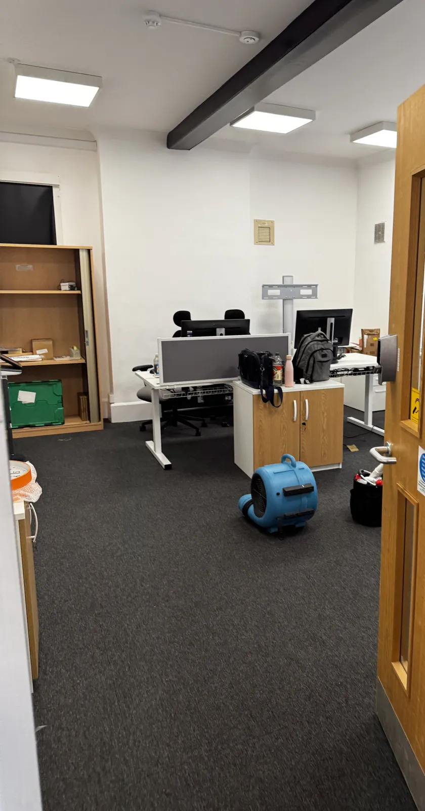 Office workspace and carpet after cleaning