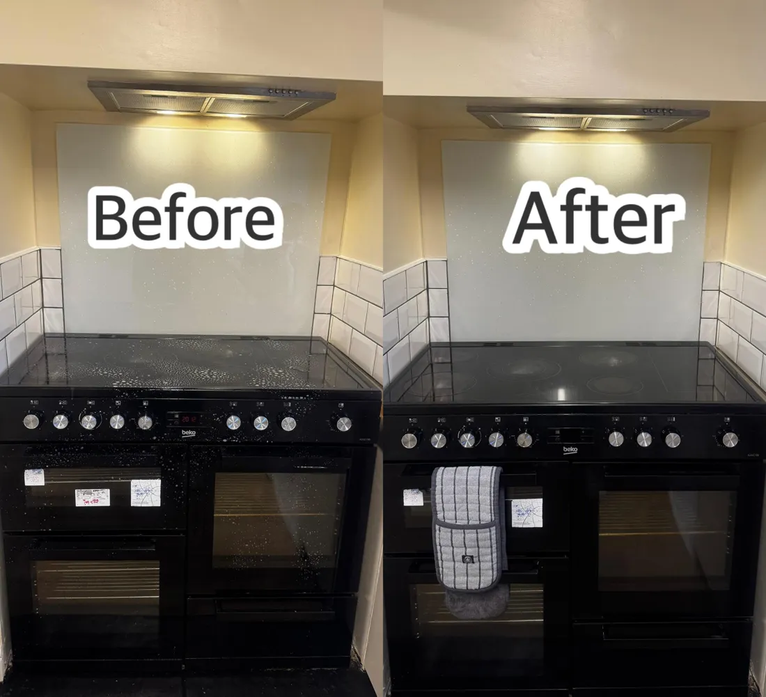 Oven and hob before and after a deep clean