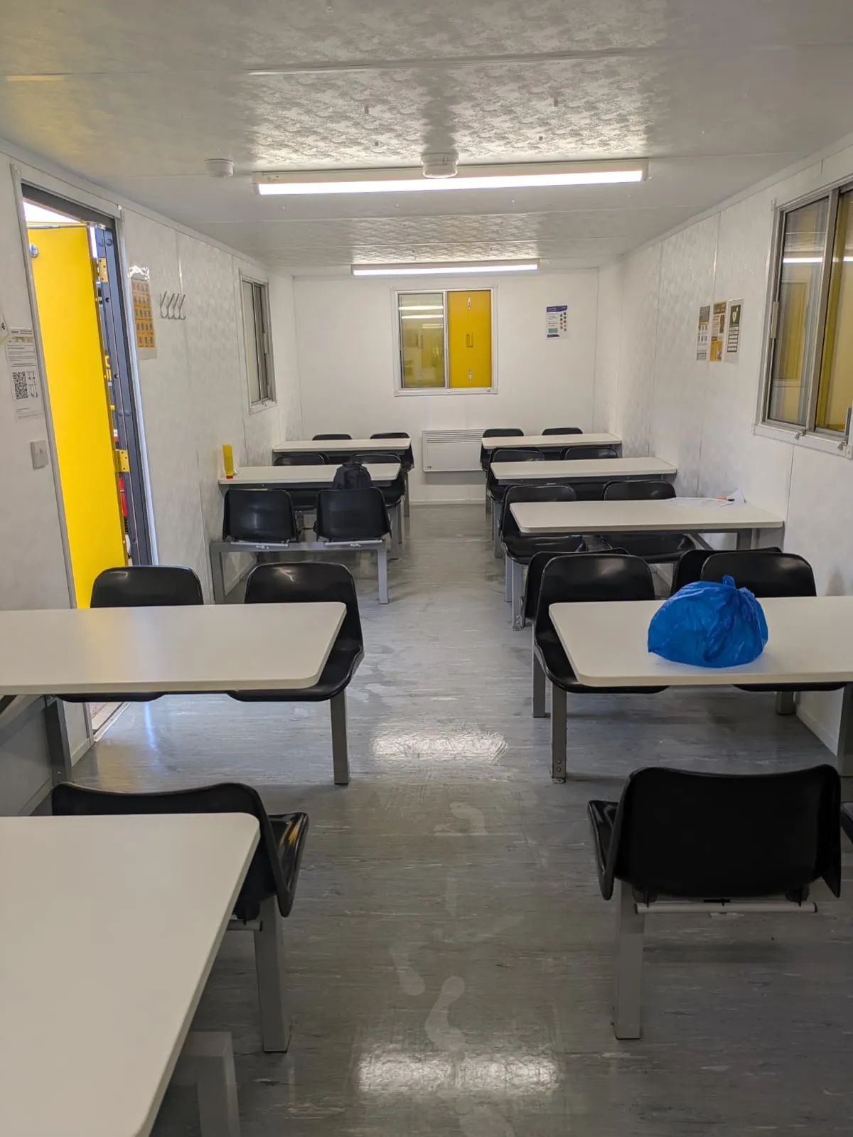 Site canteen cleaned, tables and floor