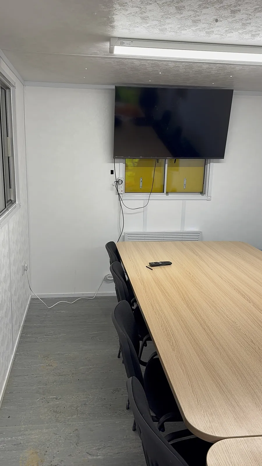 Site office meeting room after cleaning